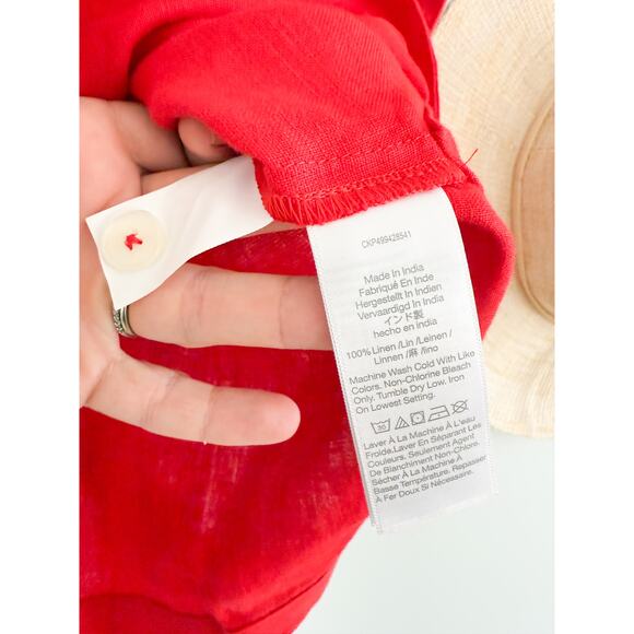 Madewell | NWT Resort-Collar Shirt in 100% Linen in Festival Red | Sz S - Picture 6 of 8